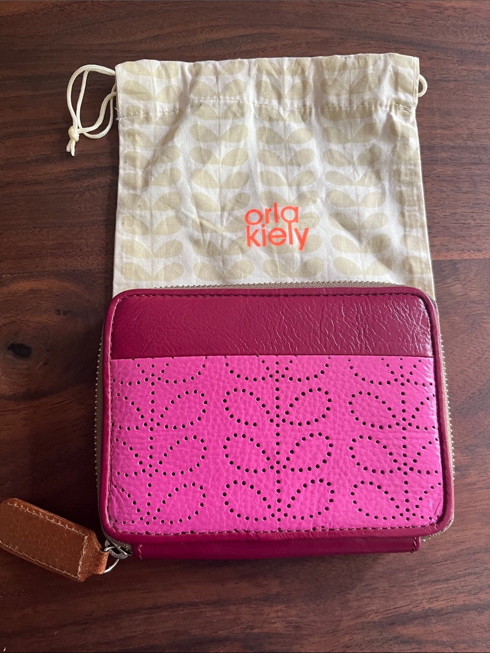 Orla kiely leather wallet punched stem